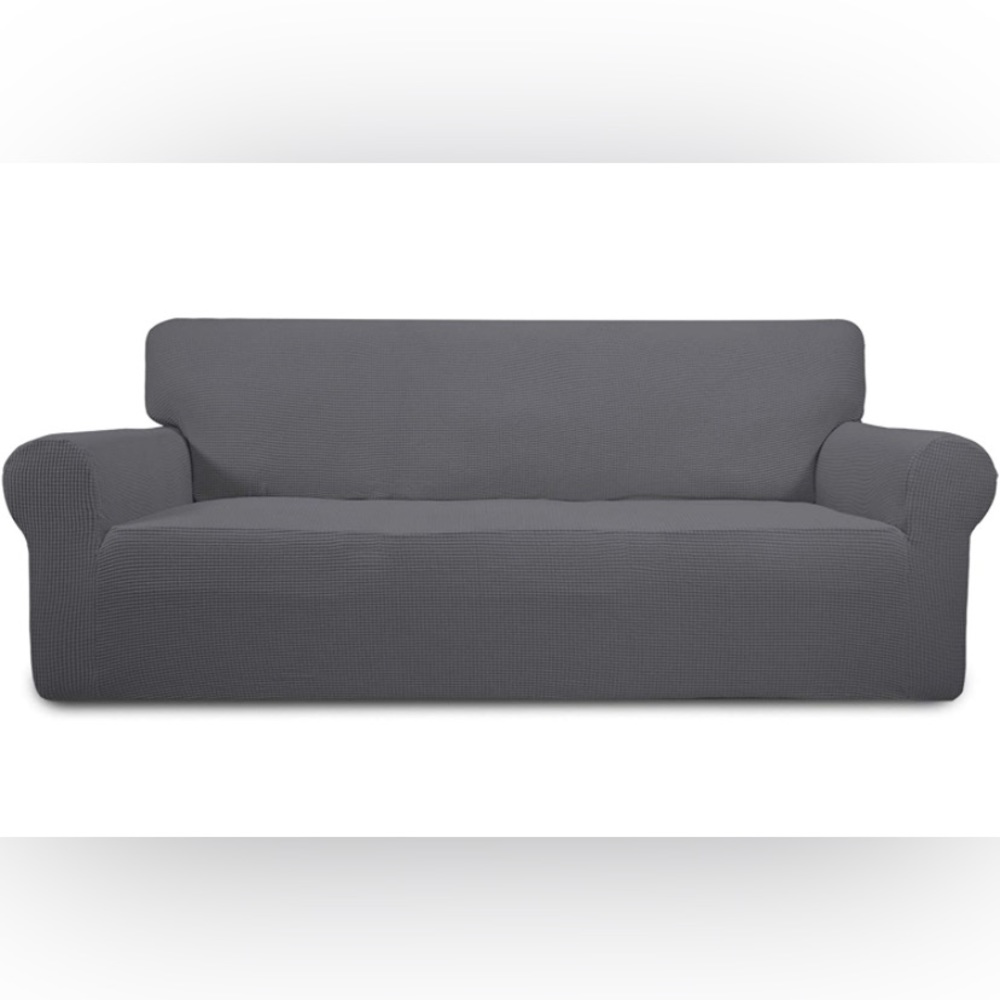 Stretch Oversized Sofa Slipcover 1 Pc Furniture Protector Jacquard Fabric Gray